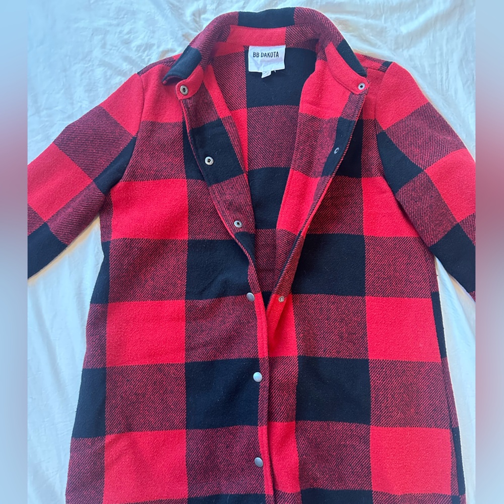 BB Dakota Red and Black Plaid Shirt Jacket